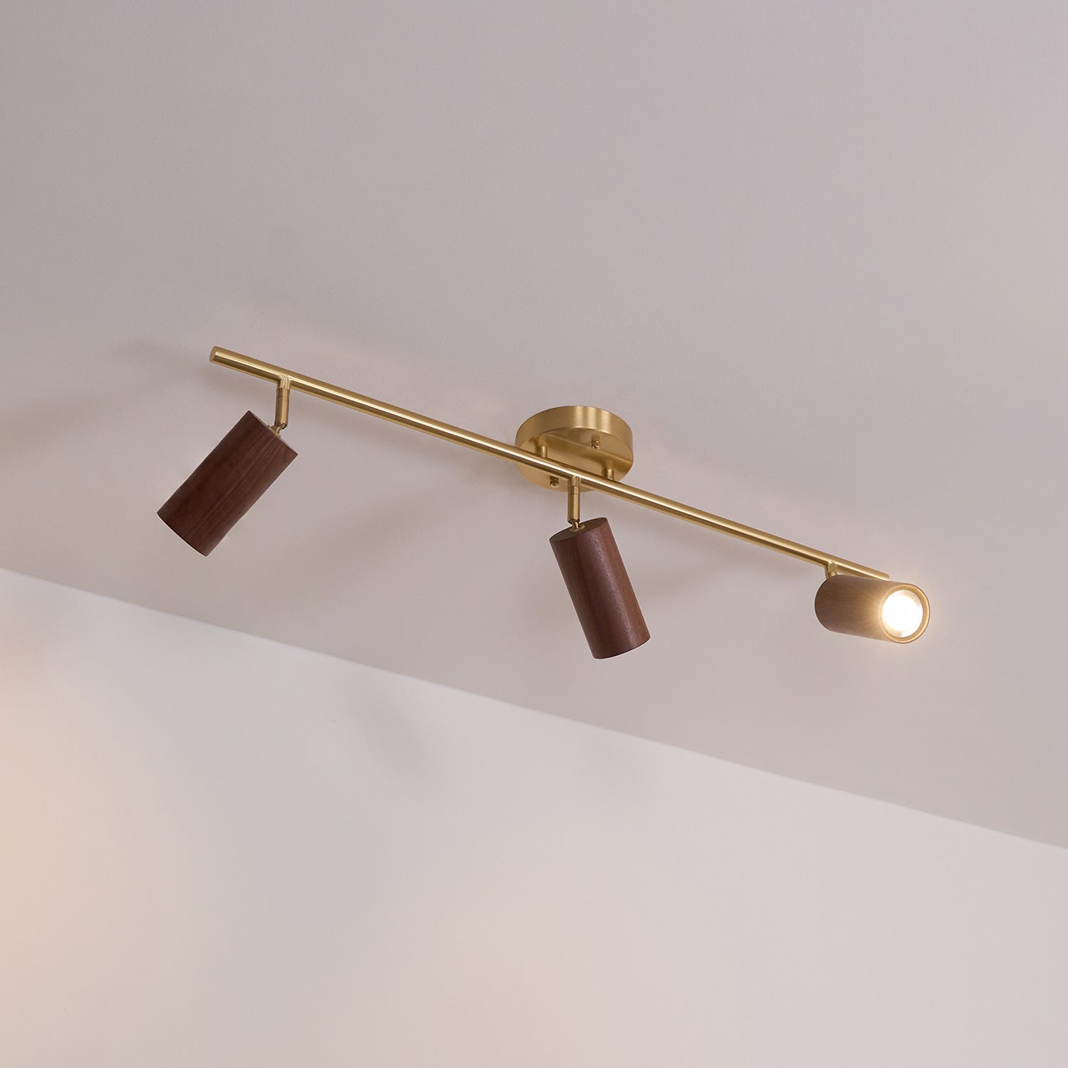 LED Deckenstrahler Schienensystem Holz, Deckenleuchte Verstellbar 1-4 Flammig
