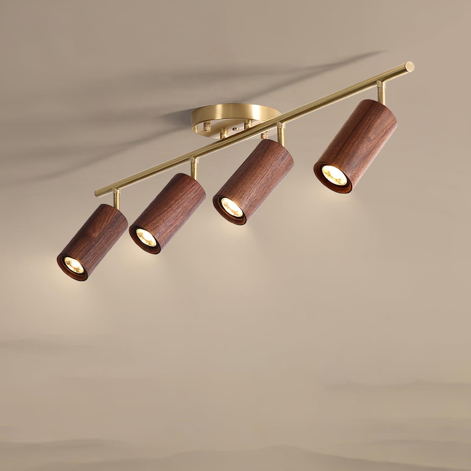 LED Deckenstrahler Schienensystem Holz, Deckenleuchte Verstellbar 1-4 Flammig