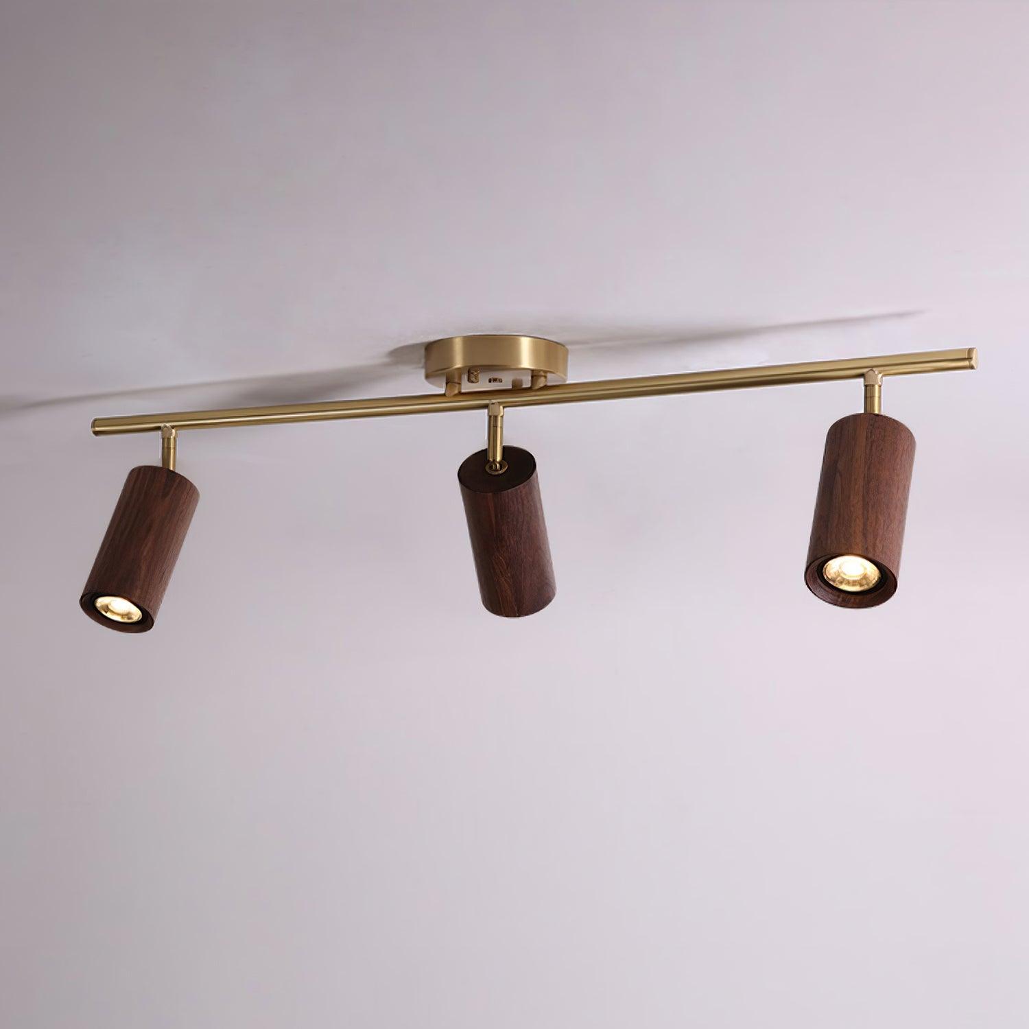 LED Deckenstrahler Schienensystem Holz, Deckenleuchte Verstellbar 1-4 Flammig