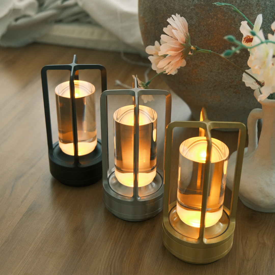 Kristall Tischlampe LED kabellos, Dimmbare Tischleuchte