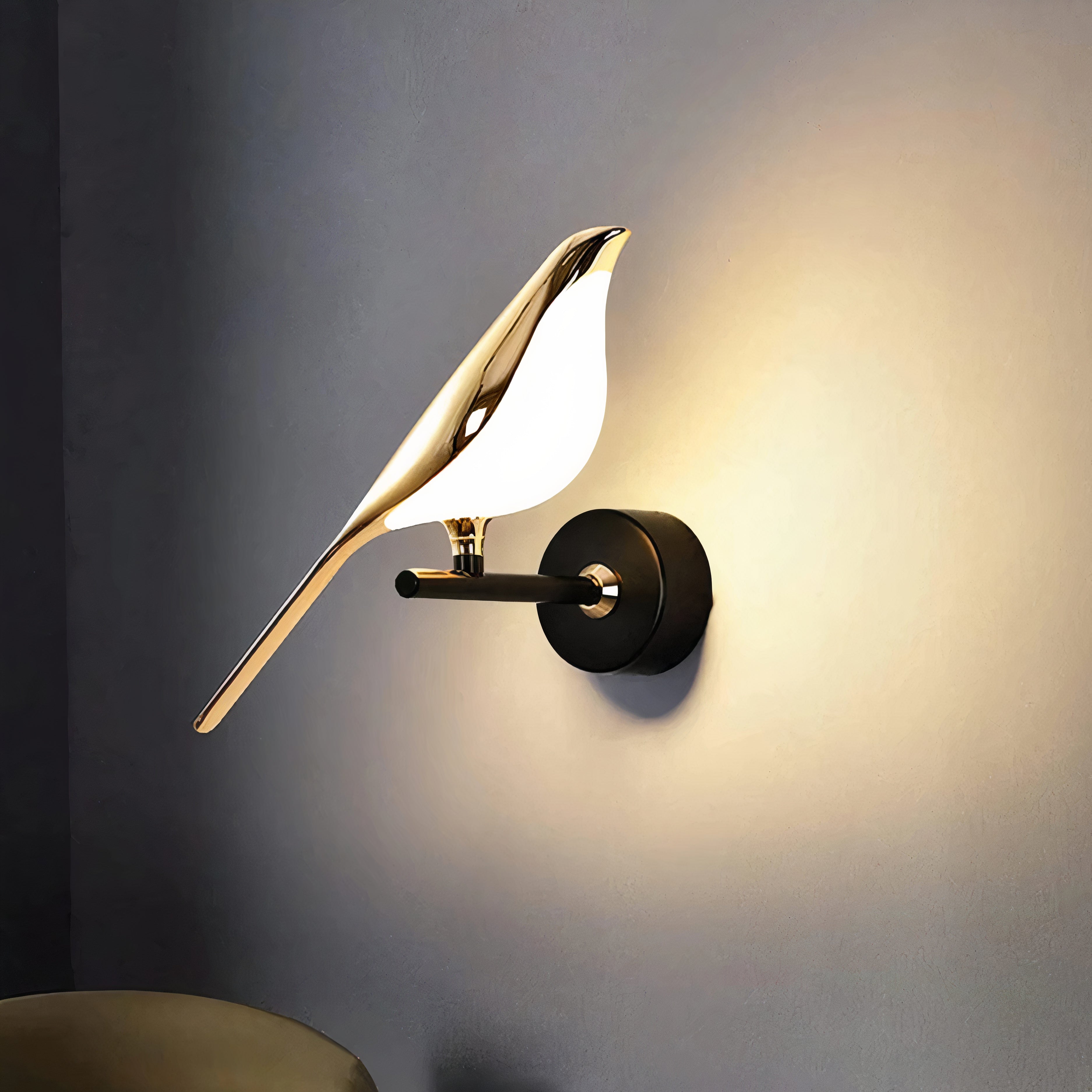 LED Wandlampe Vogel Design Gold, Dimmbar, Modernes Design