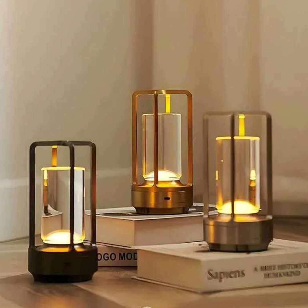 Kristall Tischlampe LED kabellos, Dimmbare Tischleuchte