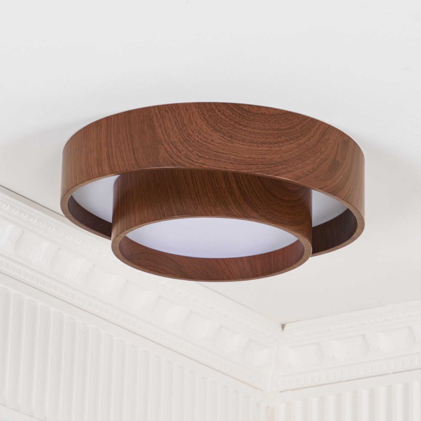 LED Deckenleuchte Holzoptik Rund, Moderne Deckenlampe Walnuss Ø40/50 cm