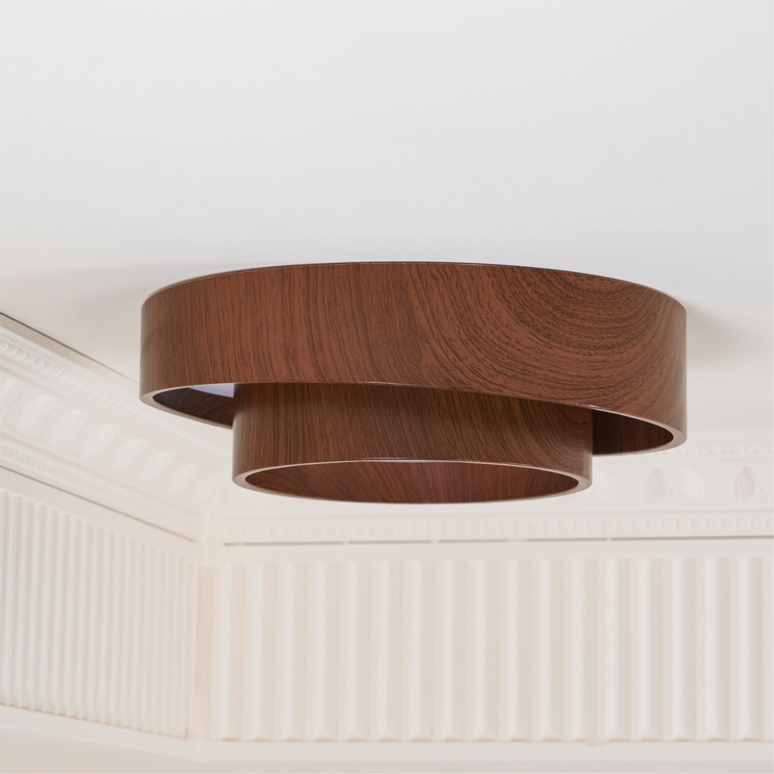 LED Deckenleuchte Holzoptik Rund, Moderne Deckenlampe Walnuss Ø40/50 cm