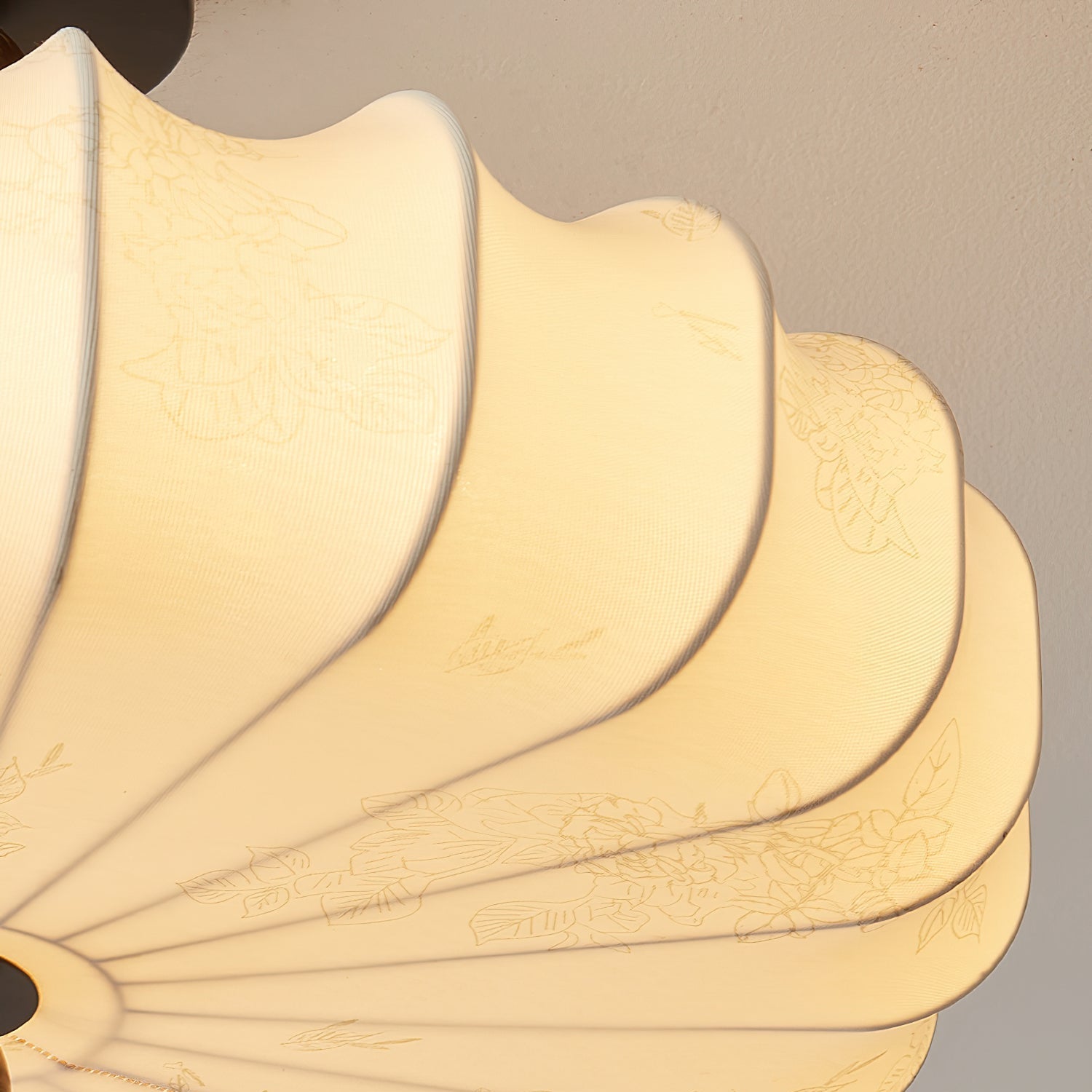 Deckenleuchte Stoff Floral Rund, LED Deckenlampe Holz 35/45/55 cm