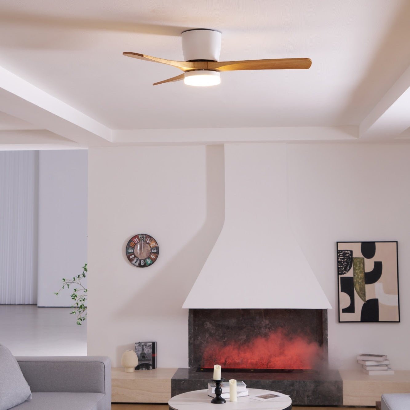Deckenventilator mit Licht Leise Holz, LED Ventilator DC Motor 106–132 cm