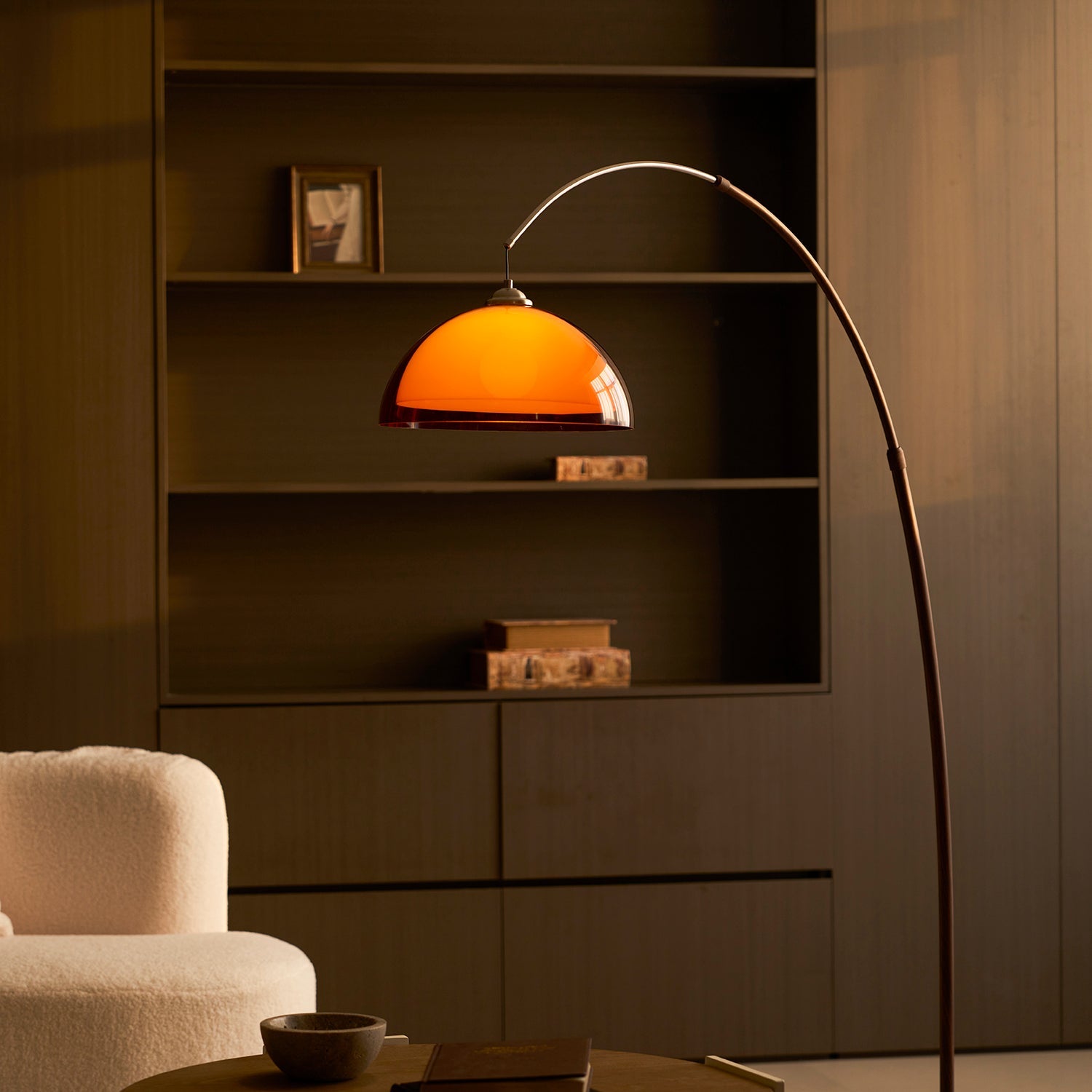 Bogen Stehlampe Holzoptik, Design Stehleuchte Verstellbar E27