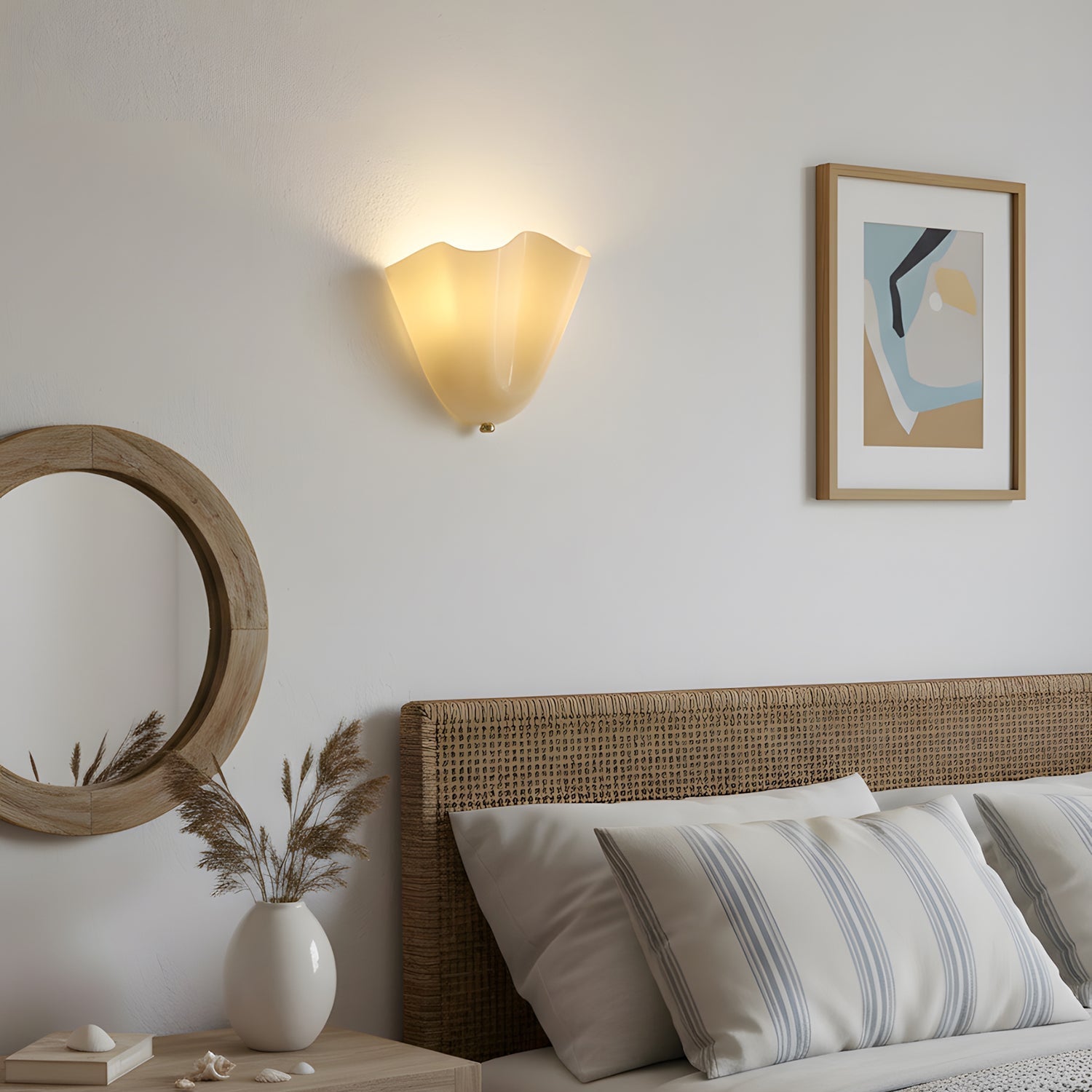 Wandleuchte Mundgeblasenes Glas, Blumenform Design Dimmbar Warmweiß