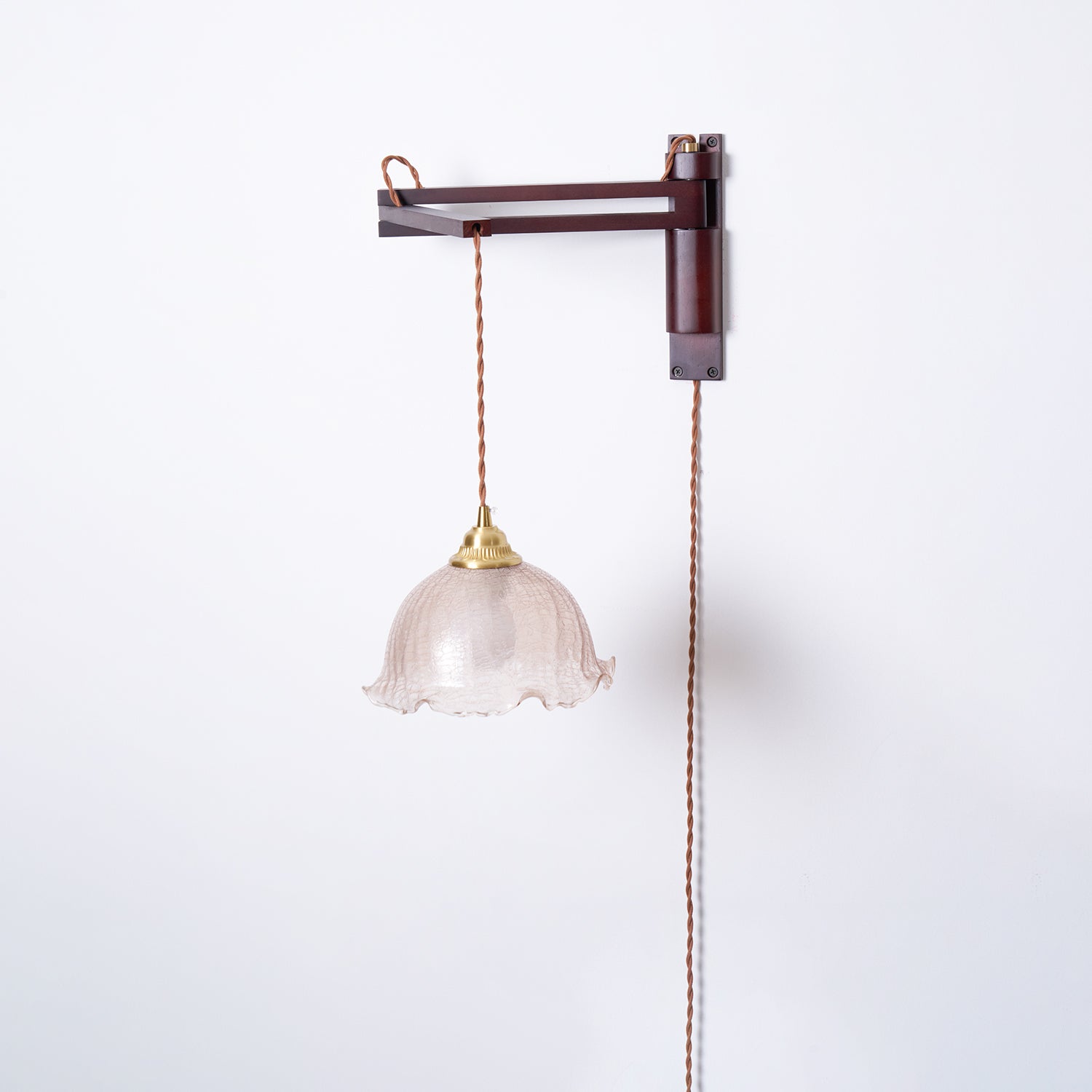 Vintage Wandlampe Plug In, Glas Messing Design Dimmbar
