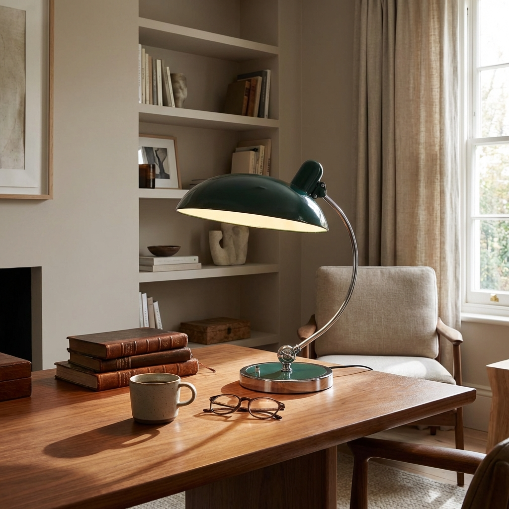 Tischlampe Metall Vintage, Dänisches Design für Schreibtisch