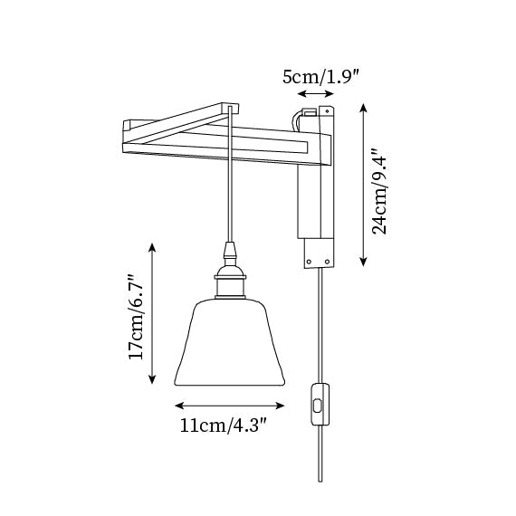 Vintage Wandlampe Plug In, Glas Messing Design Dimmbar