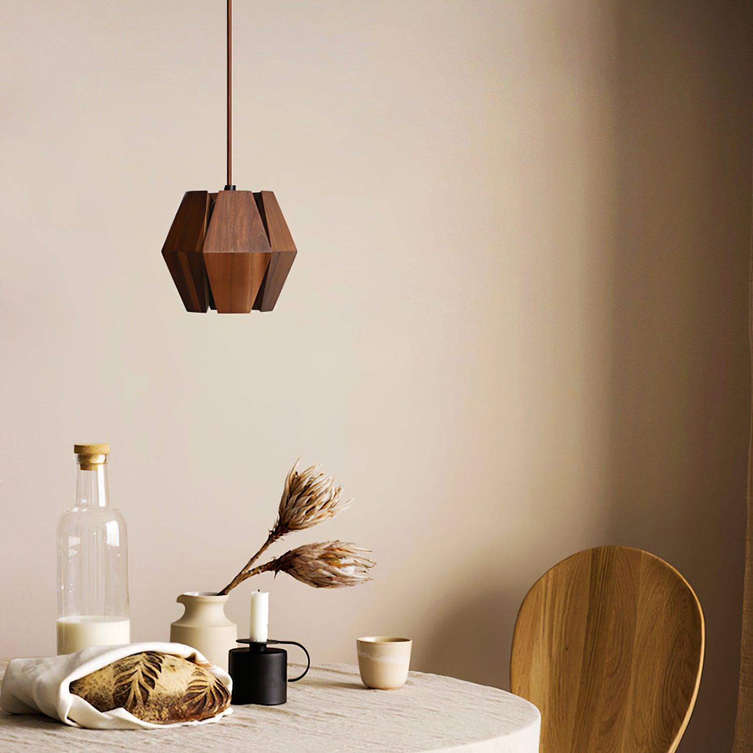 Holz Pendelleuchte Rund Ø35 cm, Dimmbar Modern