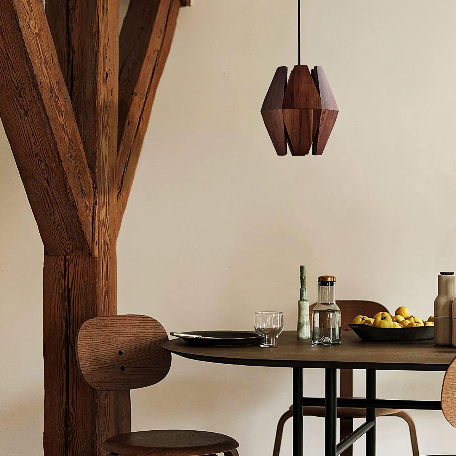 Holz Pendelleuchte Rund Ø35 cm, Dimmbar Modern