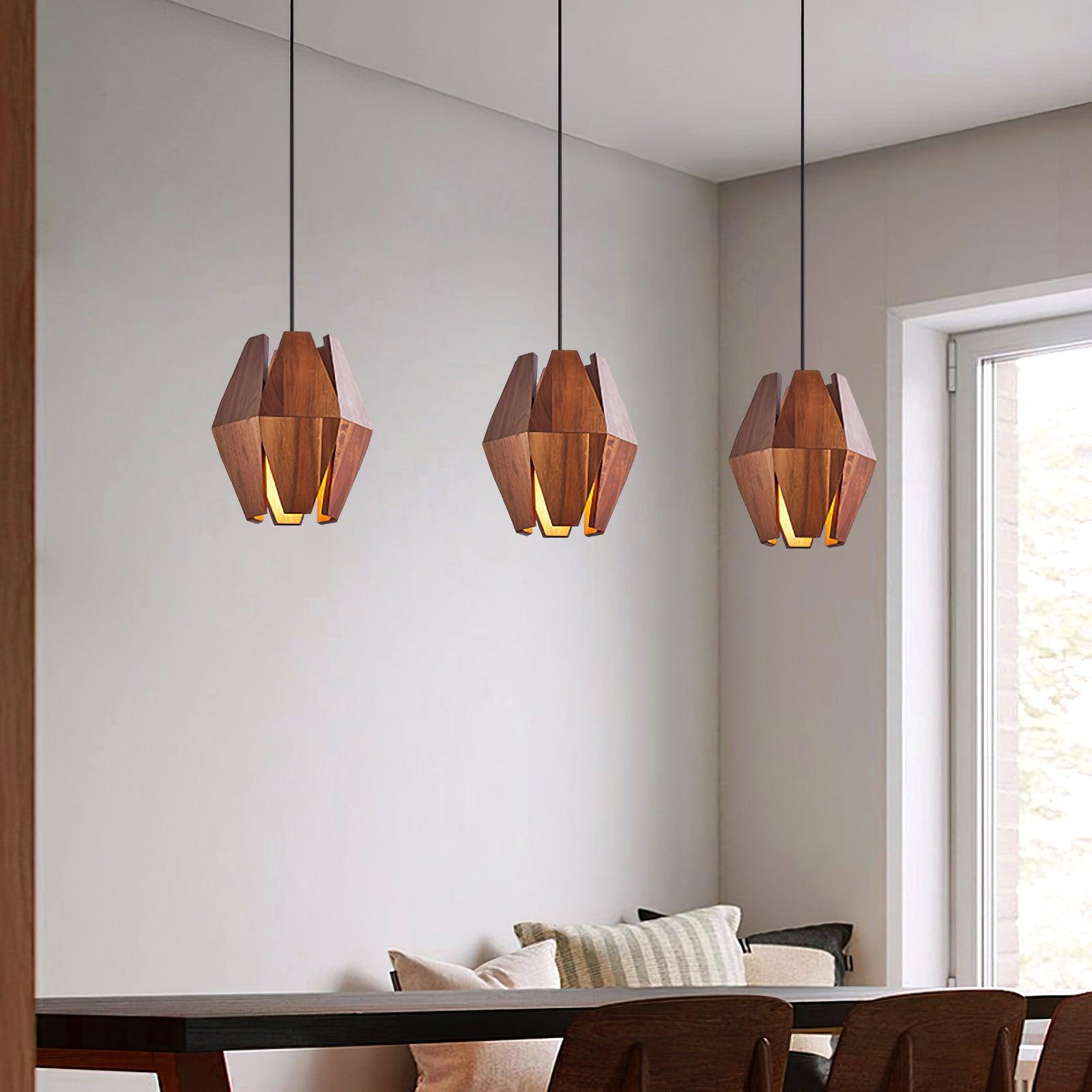 Holz Pendelleuchte Rund Ø35 cm, Dimmbar Modern