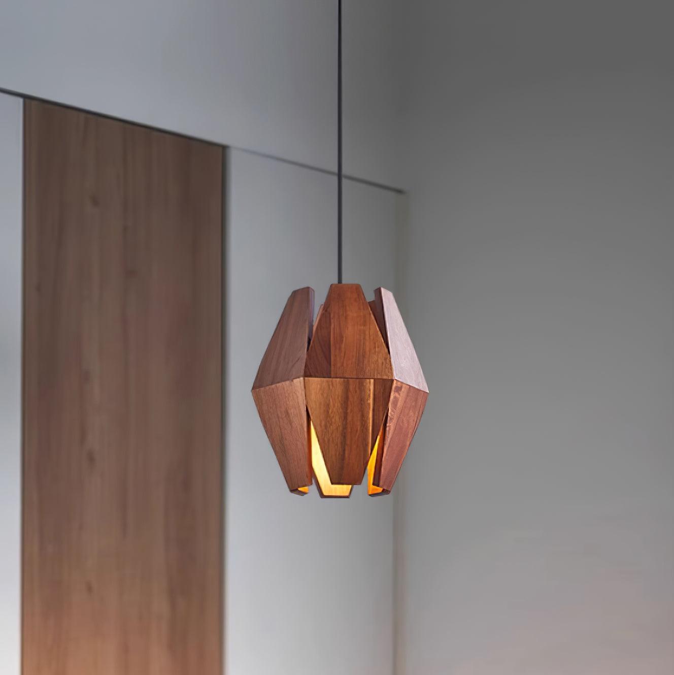 Holz Pendelleuchte Rund Ø35 cm, Dimmbar Modern