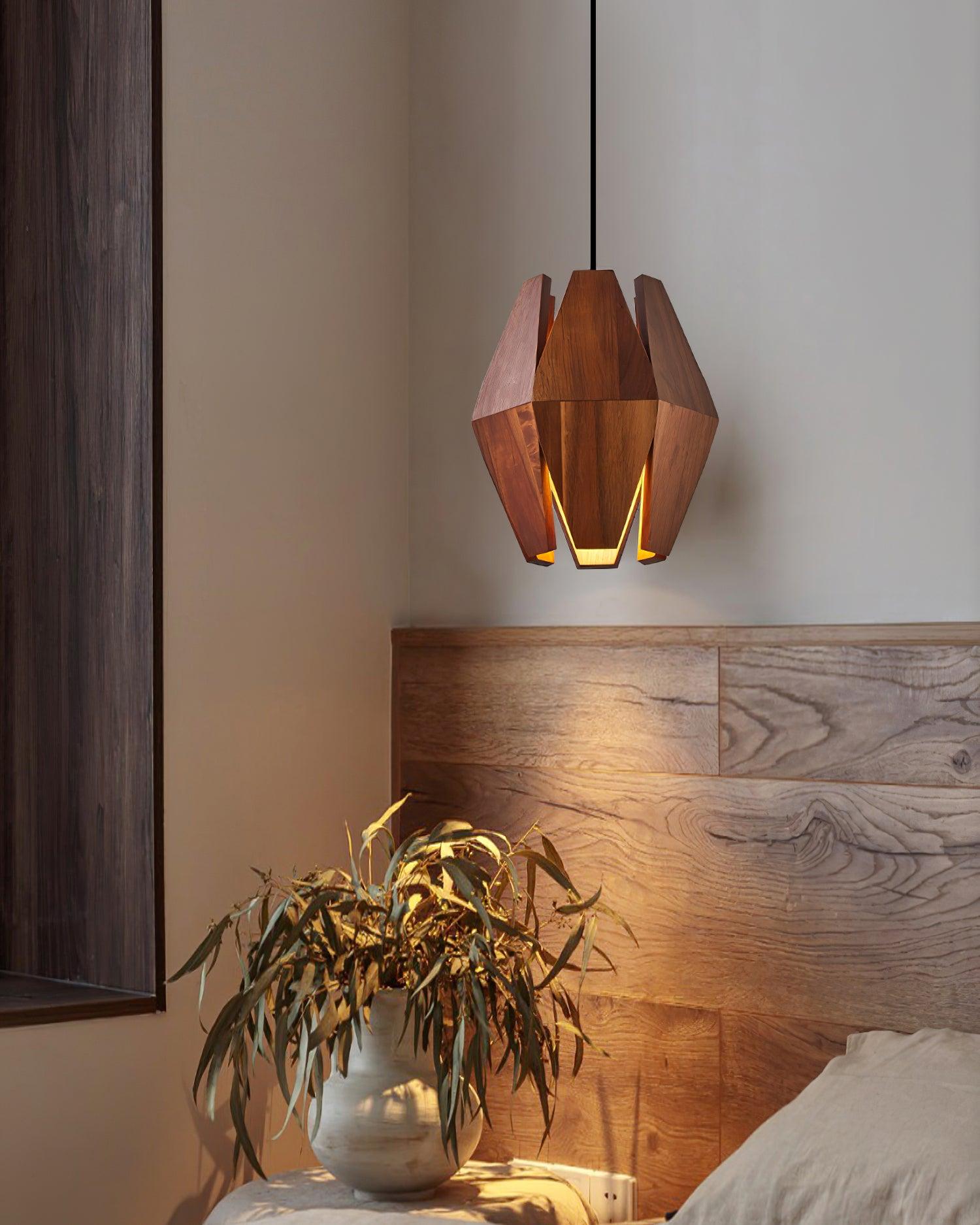 Holz Pendelleuchte Rund Ø35 cm, Dimmbar Modern