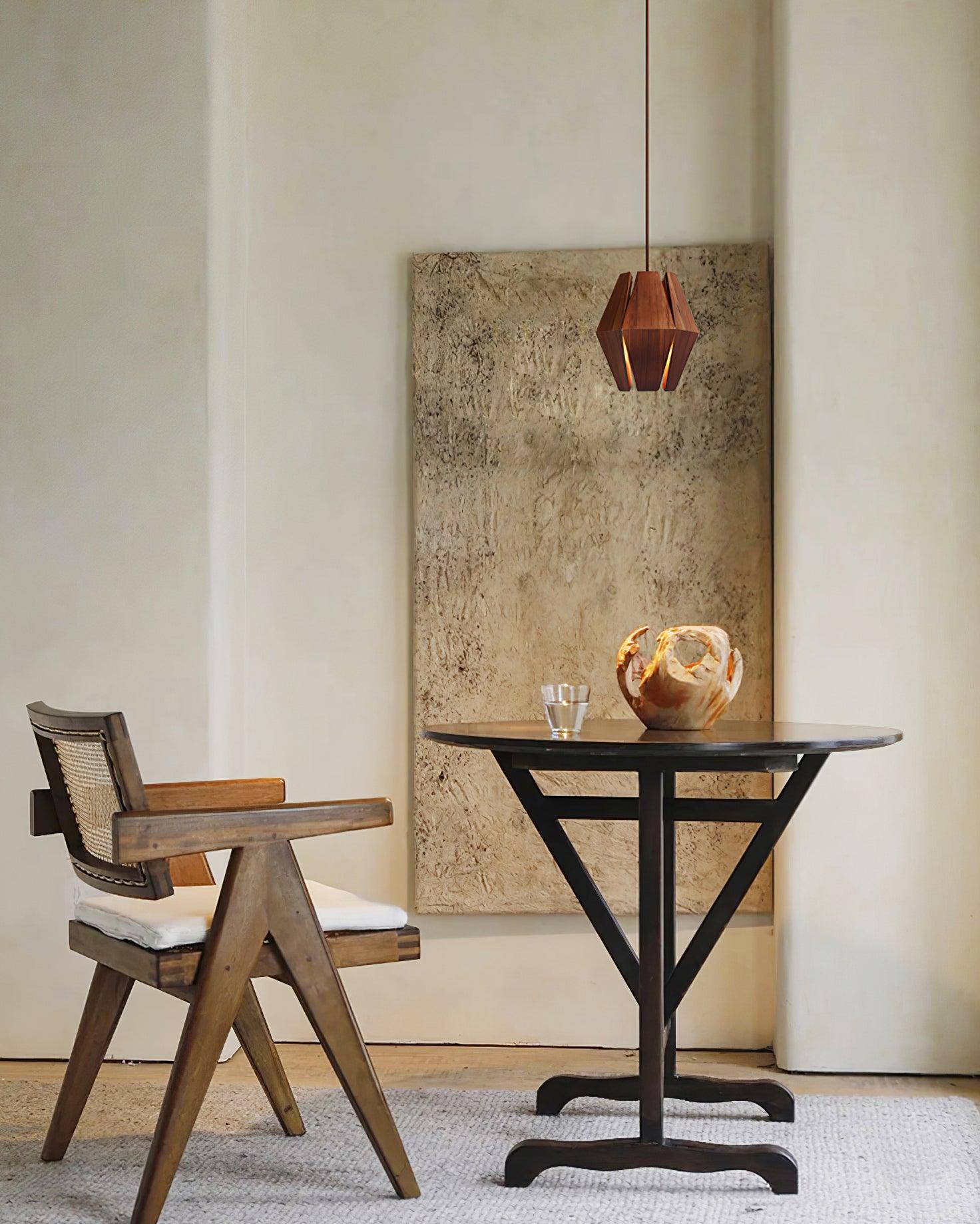 Holz Pendelleuchte Rund Ø35 cm, Dimmbar Modern