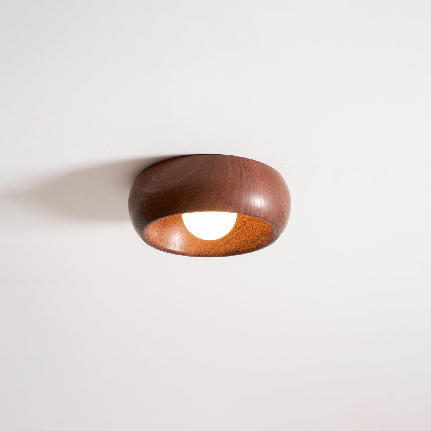 LED Deckenleuchte Rund Ø30 cm, Flach mit Holzoptik