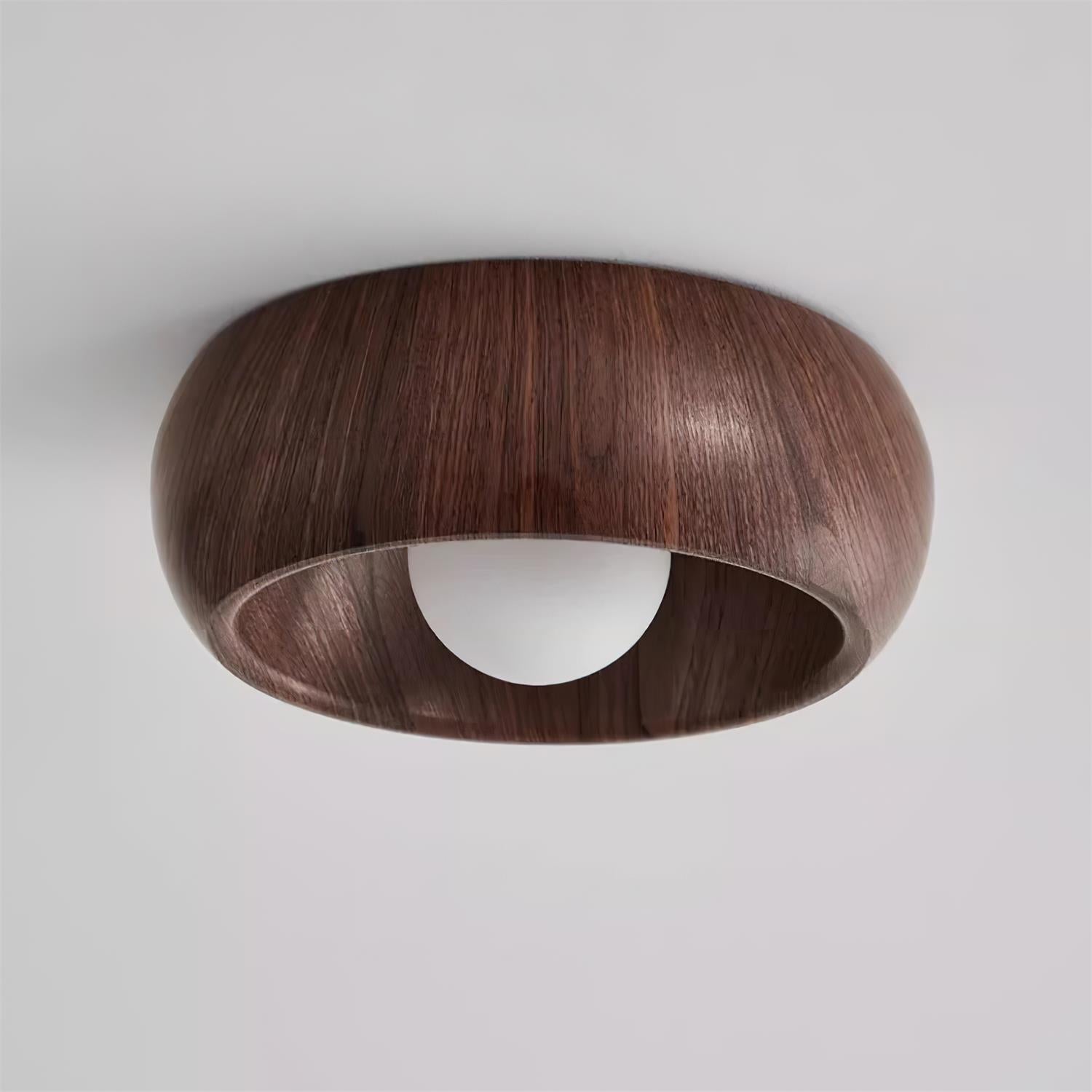LED Deckenleuchte Rund Ø30 cm, Flach mit Holzoptik