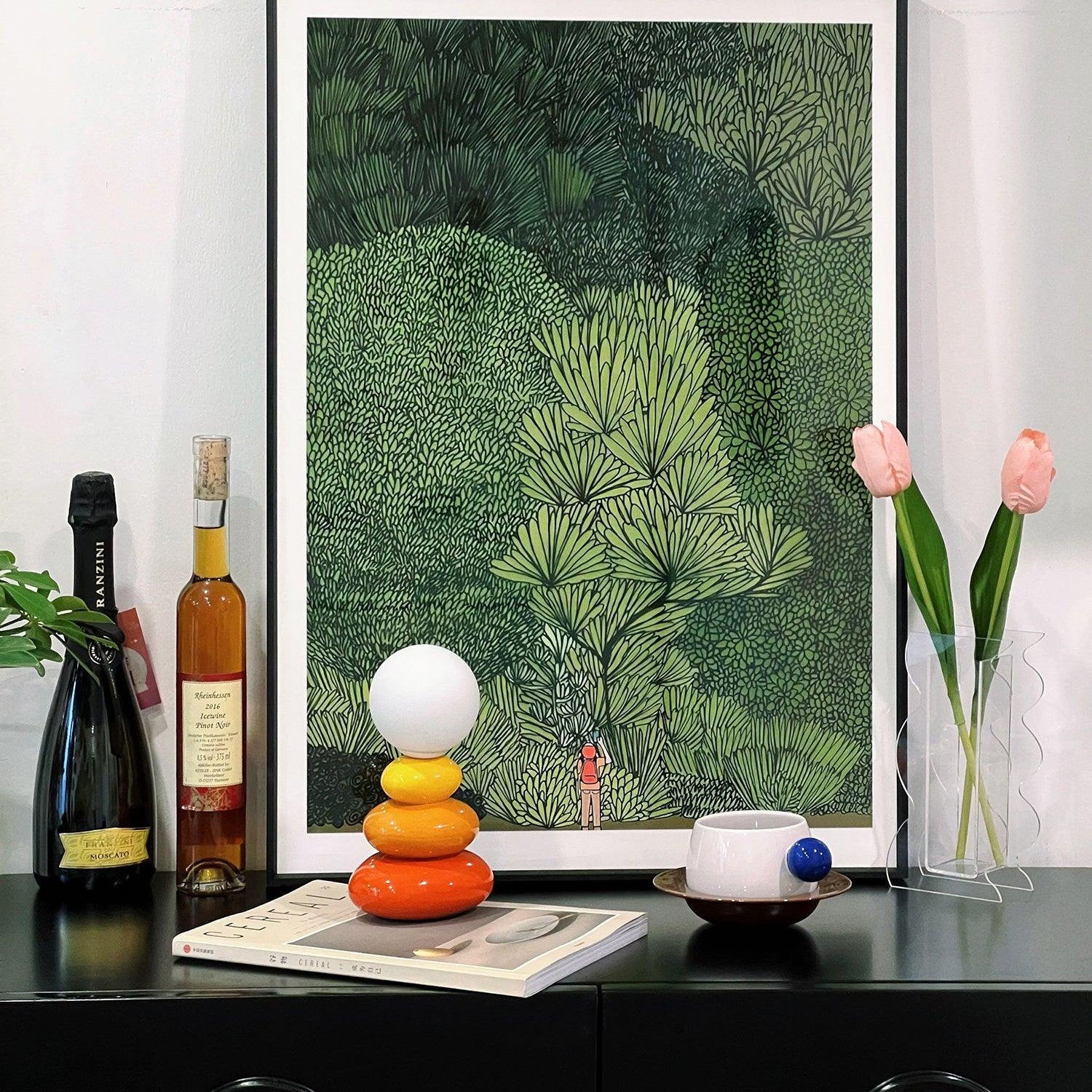 Bauhaus Tischlampe Glas Keramik – LED, Mid-Century Design