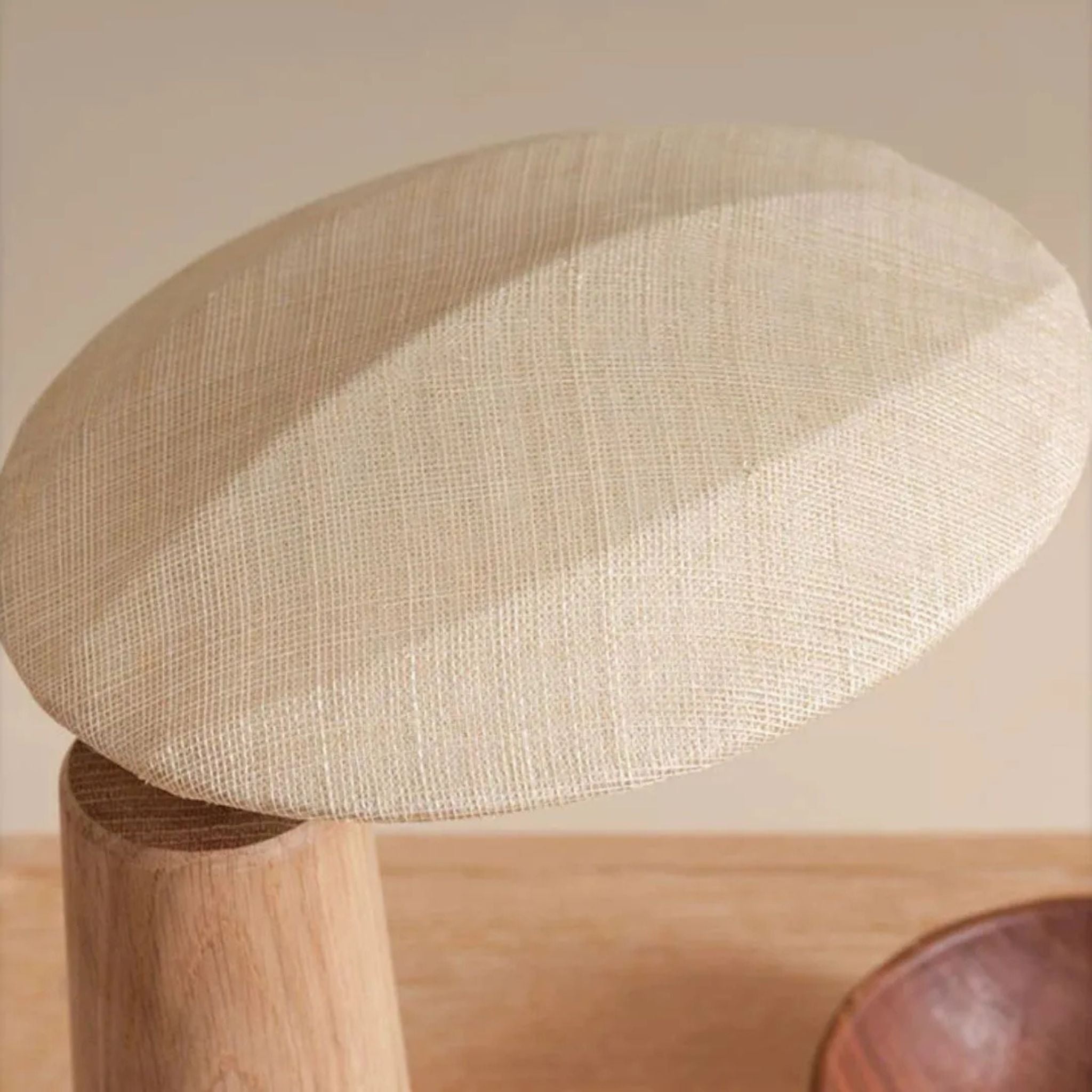 Tischlampe Holz Beige Stoff, Skandinavische Nachttischlampe mit Warmem Licht