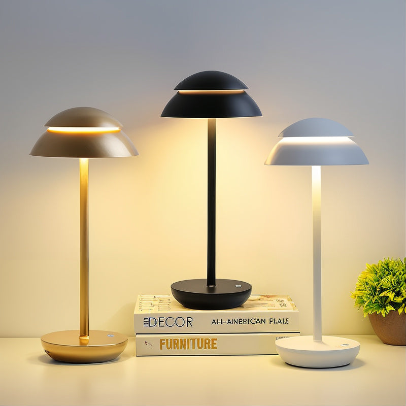 Kabellose LED Tischlampe dimmbar, Tischleuchte Aluminium