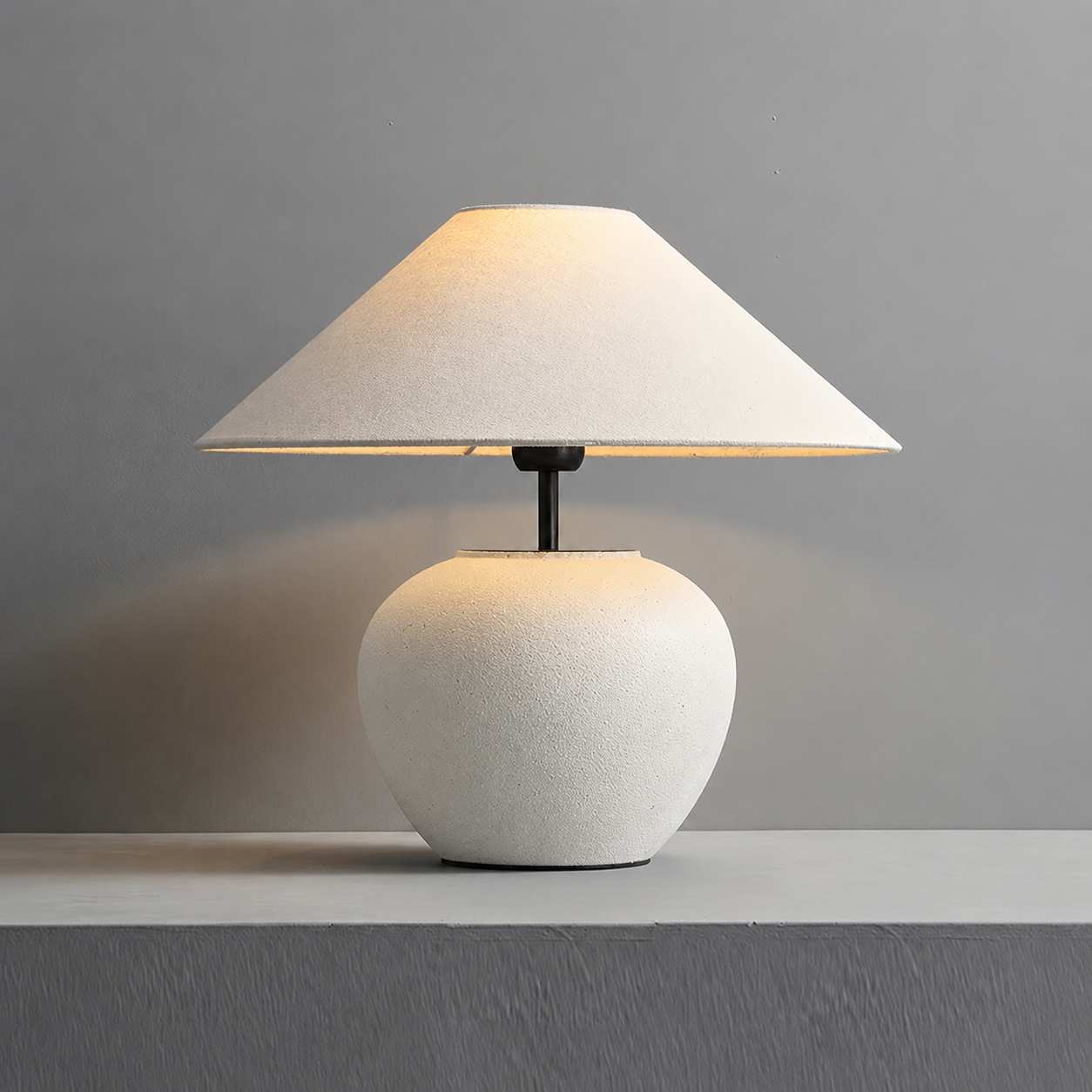 Keramik Tischlampe, Handgefertigtes Design Warmweiß E27