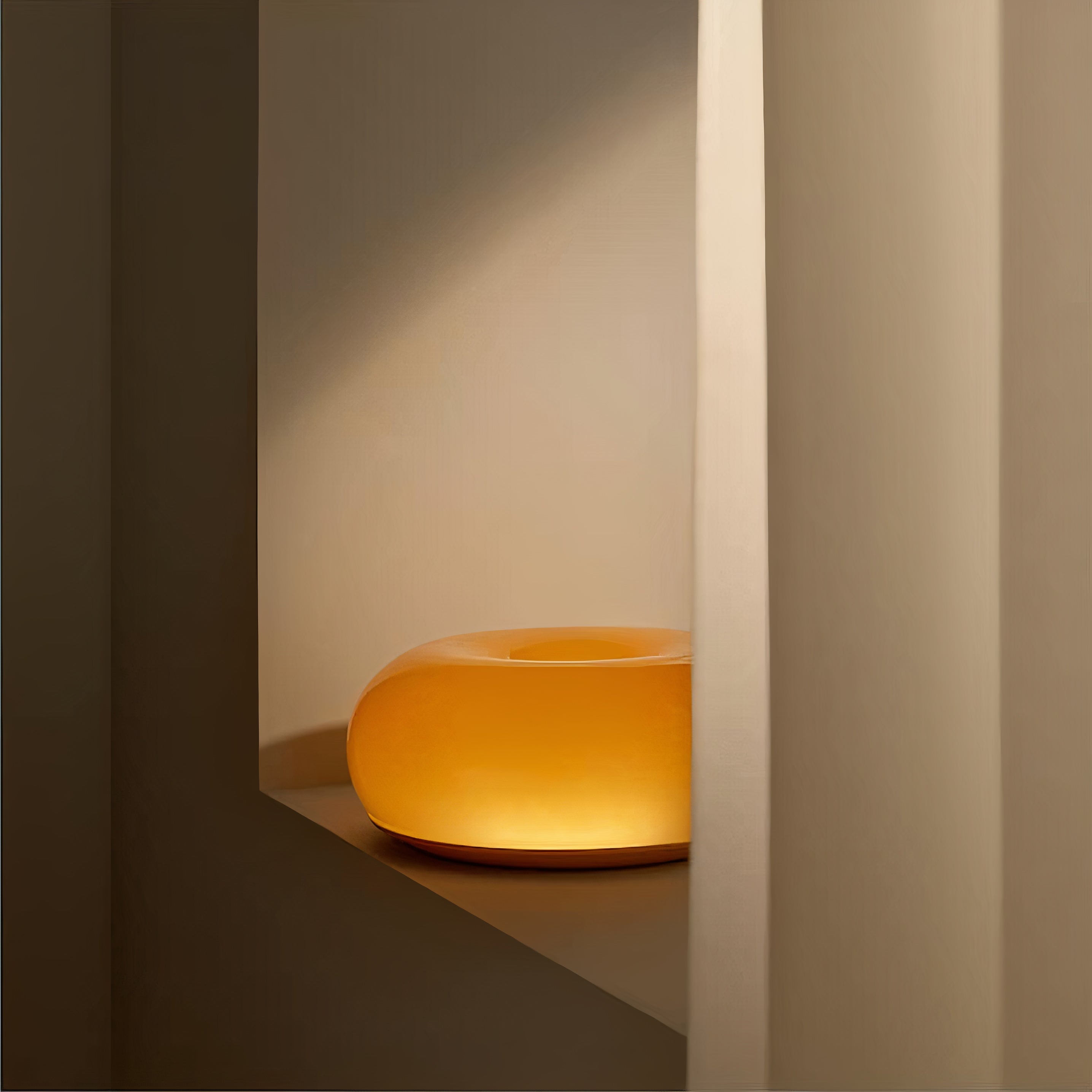 Bauhaus Tischlampe LED dimmbar, Glas Ring Tischleuchte