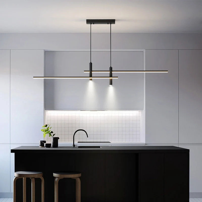 LED Hängelampe Esstisch Linear, Pendelleuchte Schwarz Gold Dimmbar 120/150 cm