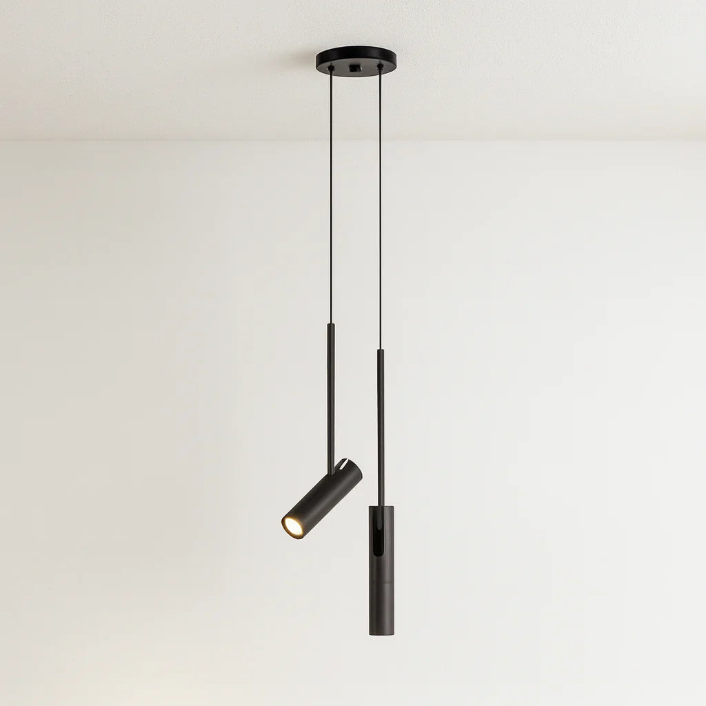 Hängelampe Schwarz Gold LED, Pendelleuchte Nachttisch 1/2er Set Dimmbar
