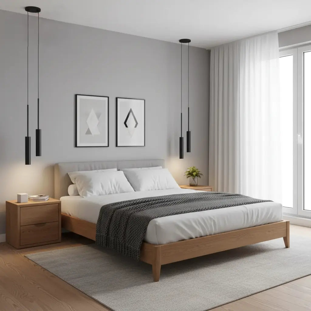 Hängelampe Schwarz Gold LED, Pendelleuchte Nachttisch 1/2er Set Dimmbar