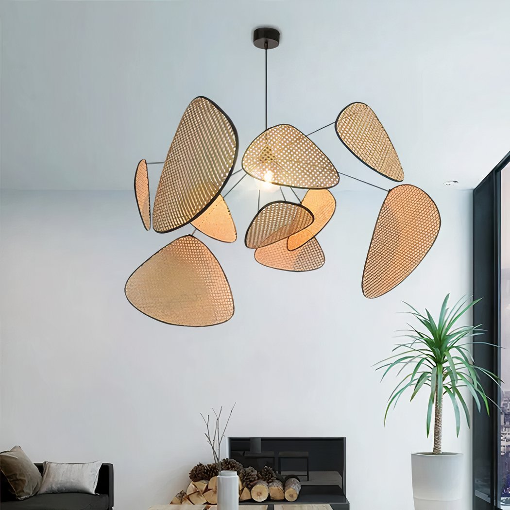 Rattan Pendelleuchte, Großes Design, Natürlich, Warmweiß 3000K, E27