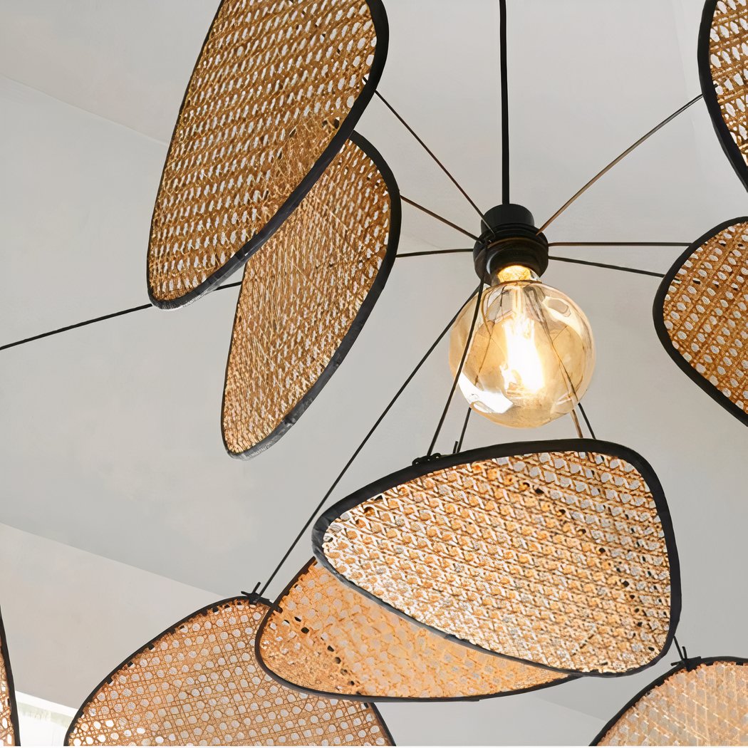Rattan Pendelleuchte, Großes Design, Natürlich, Warmweiß 3000K, E27
