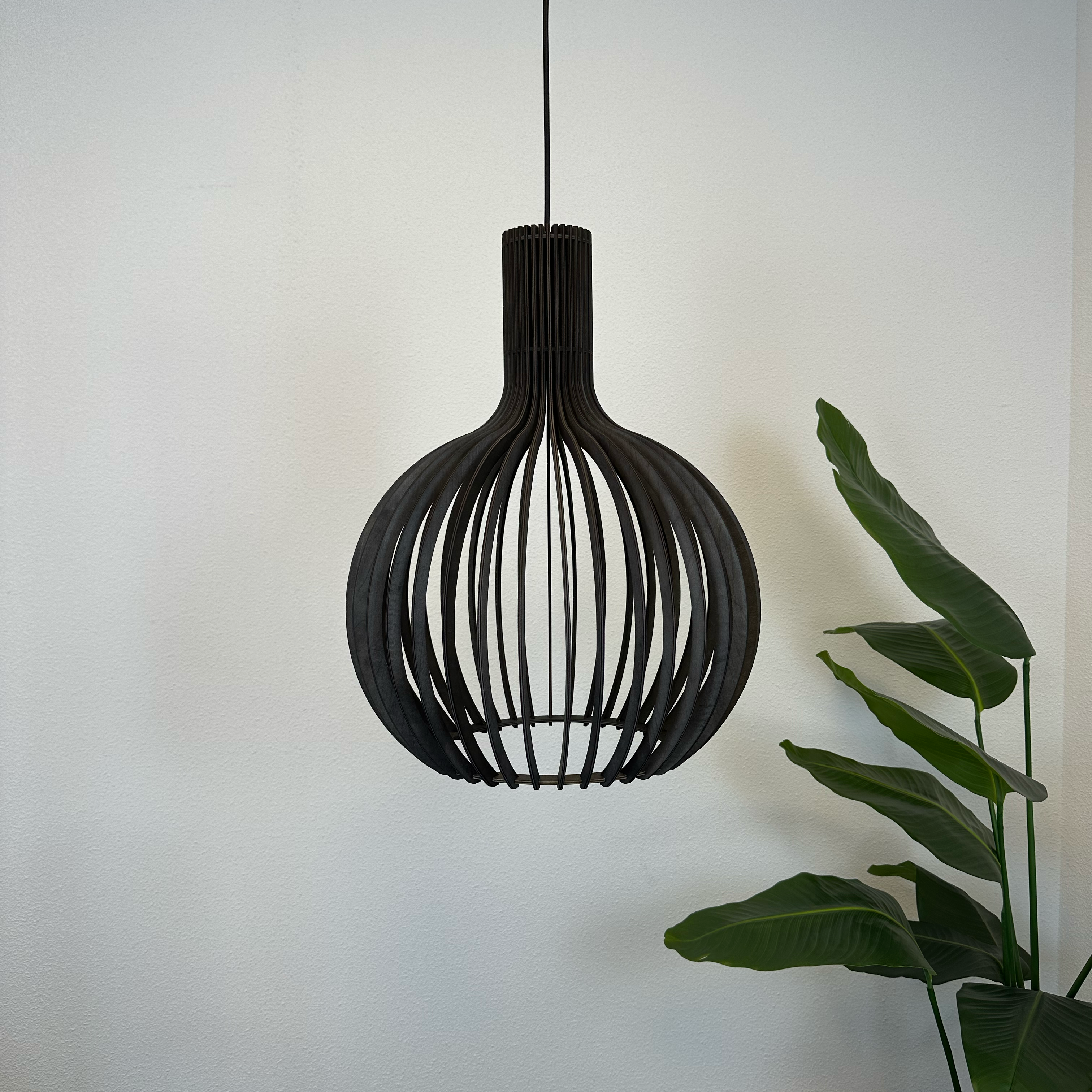 Hängelampe Holz Lamellen, Skandinavische Pendelleuchte E27 35/45/55 cm