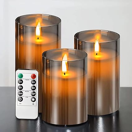 LED Kerzen Set, 3 Stück, mit Fernbedienung, Flammeneffekt