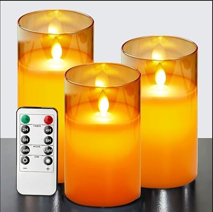 LED Kerzen Set, 3 Stück, mit Fernbedienung, Flammeneffekt
