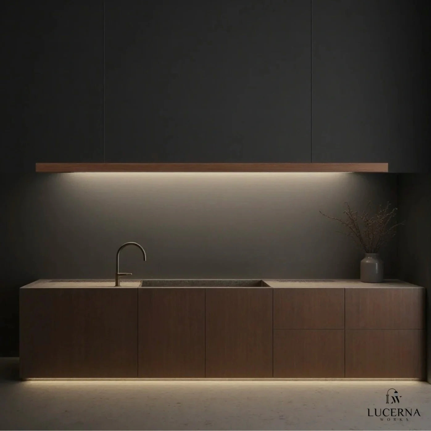 LED Hängelampe Esstisch Holzoptik, Lineare Pendelleuchte Dimmbar 120/150/180 cm