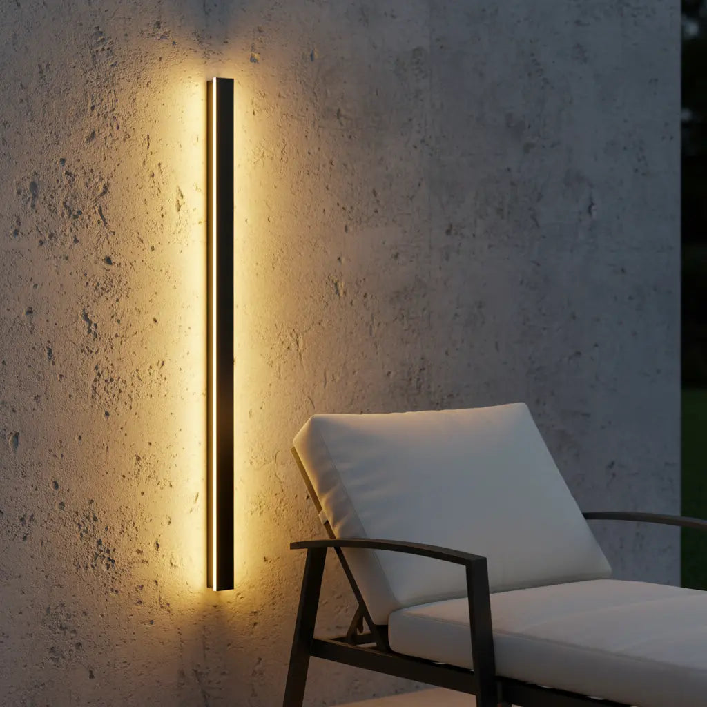 LED Außenwandleuchte Linear Schwarz IP65, Lange Wandlampe 120–200 cm Dimmbar