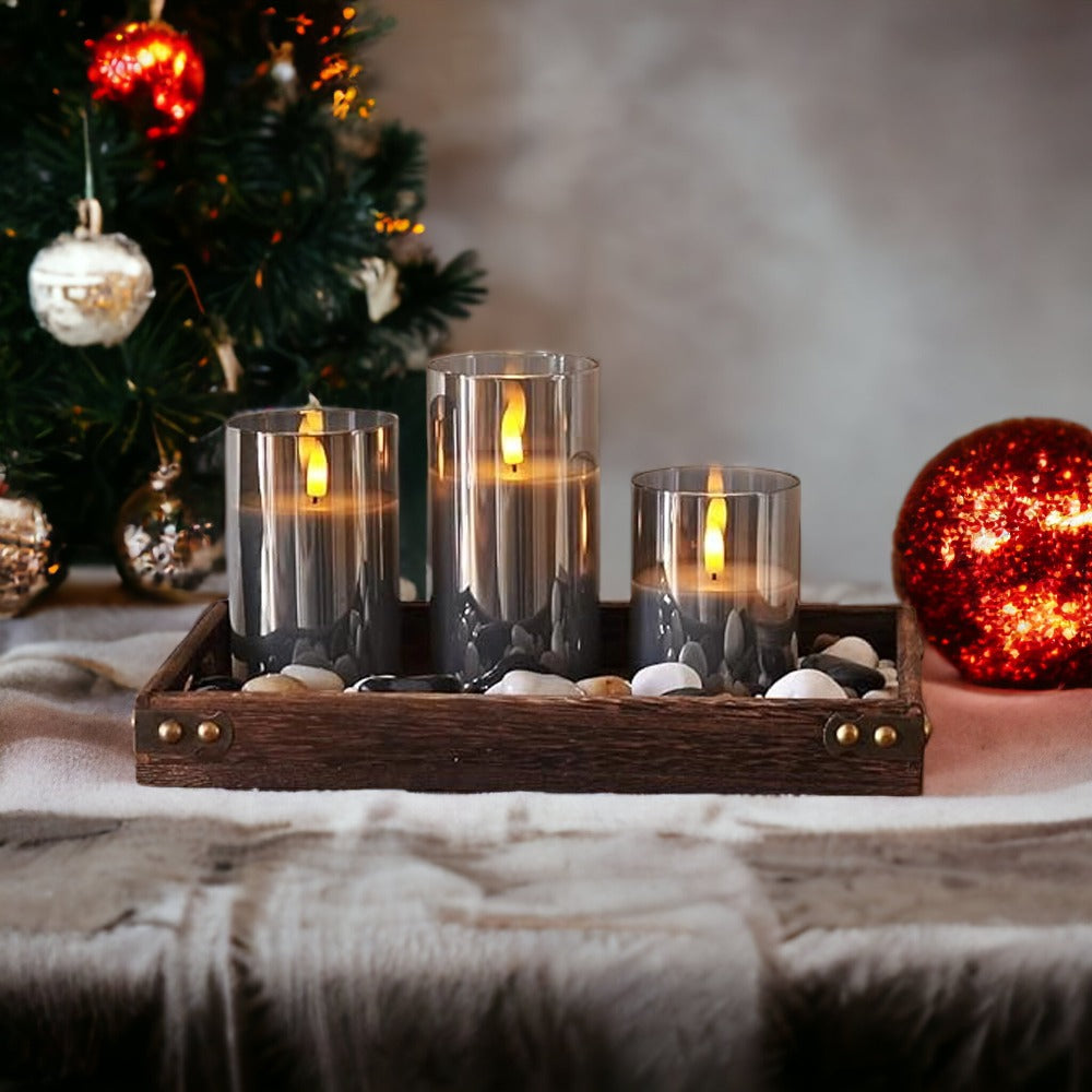 LED Kerzen Set, 3 Stück, mit Fernbedienung, Flammeneffekt