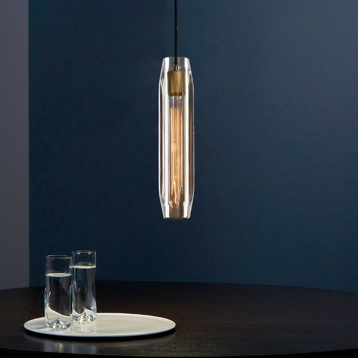 Pendelleuchte Glas Kupfer – Röhrenform, Modernes Design, E14