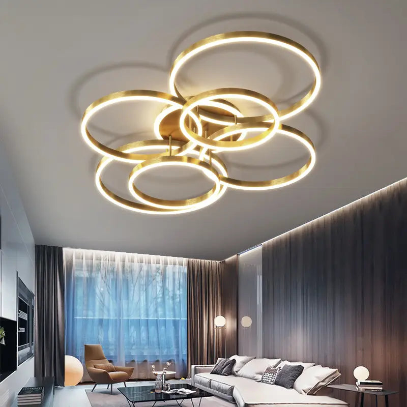 LED Deckenleuchte Mehrflammig Schwarz Gold, Moderne Deckenlampe Dimmbar