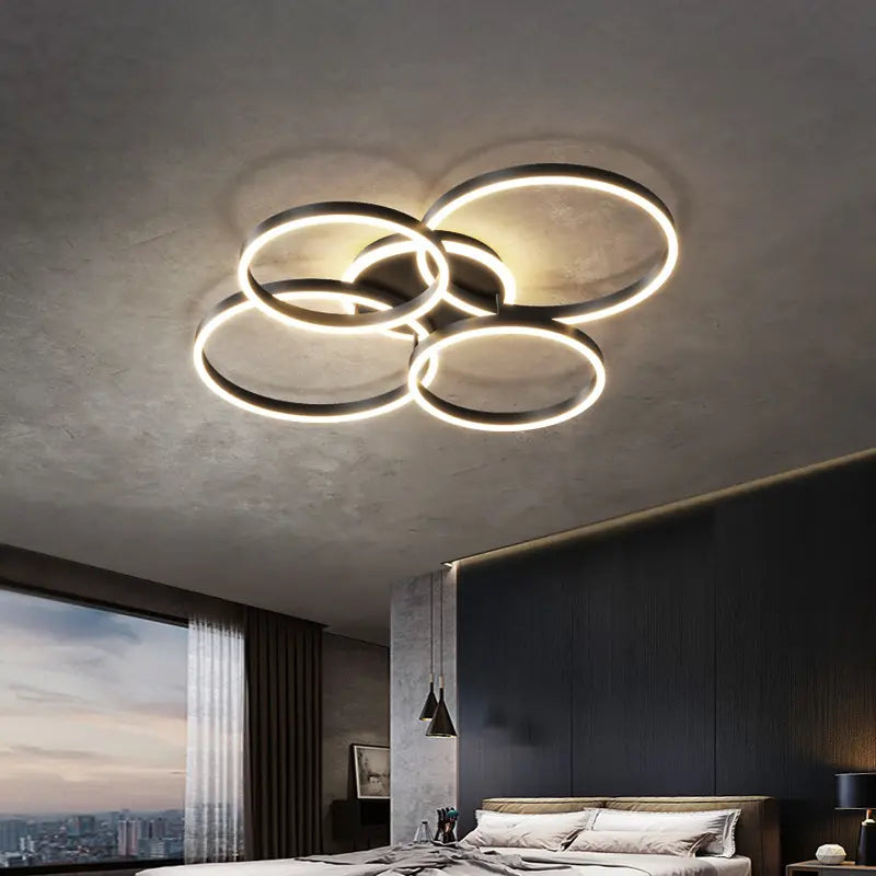 LED Deckenleuchte Mehrflammig Schwarz Gold, Moderne Deckenlampe Dimmbar