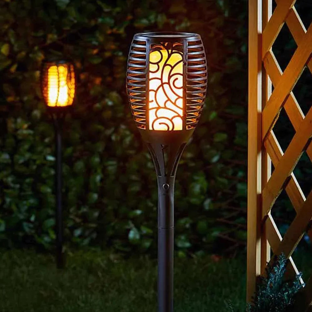 Solar Gartenfackeln LED, 4 Stück, mit Dämmerungssensor, IP65, Warmweiß