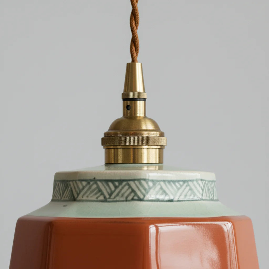 Pendelleuchte Keramik handbemalt – Skandinavisches Design, E27 LED