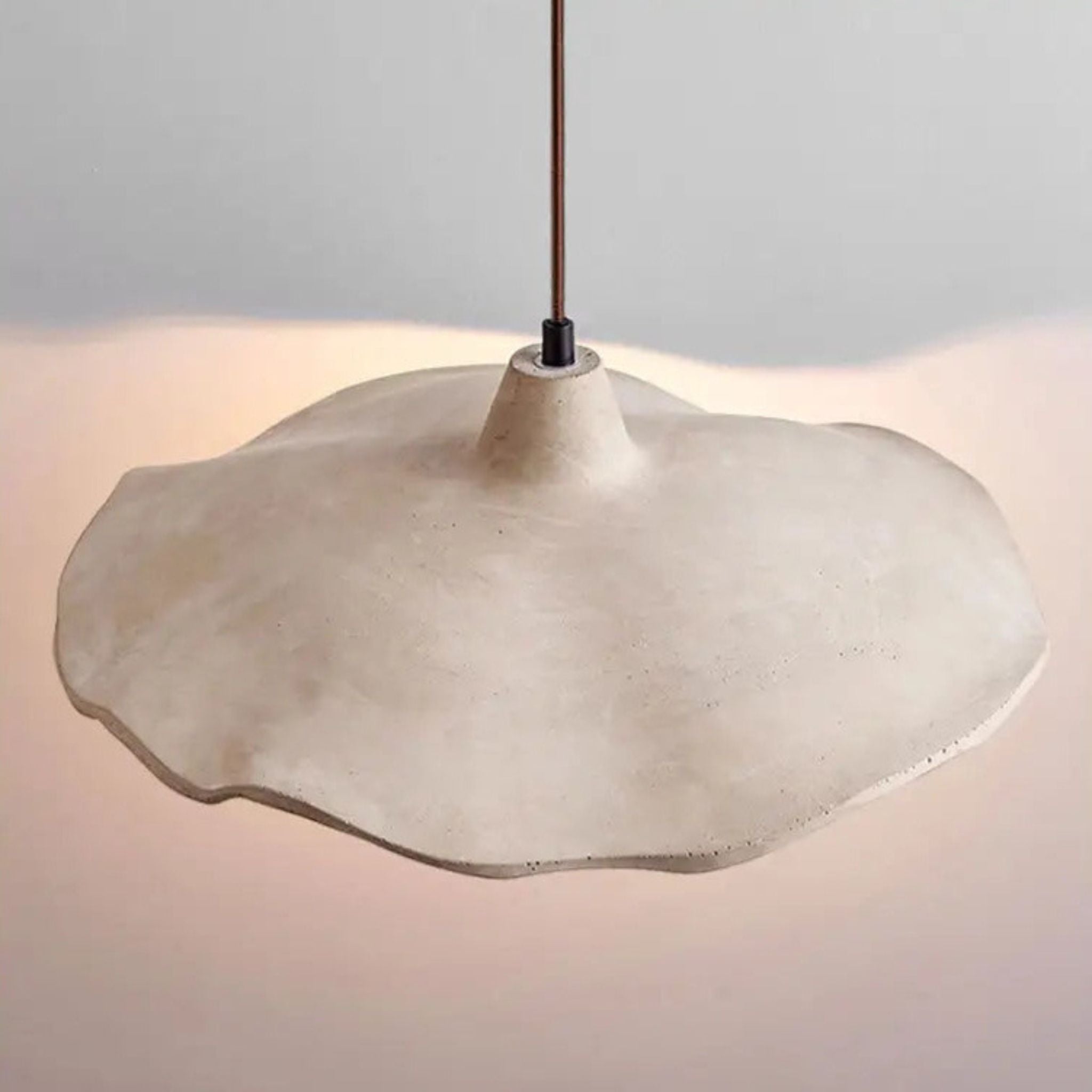 Moderne Hängelampe Travertin Beige, Wellenförmige Pendelleuchte Ø42 cm
