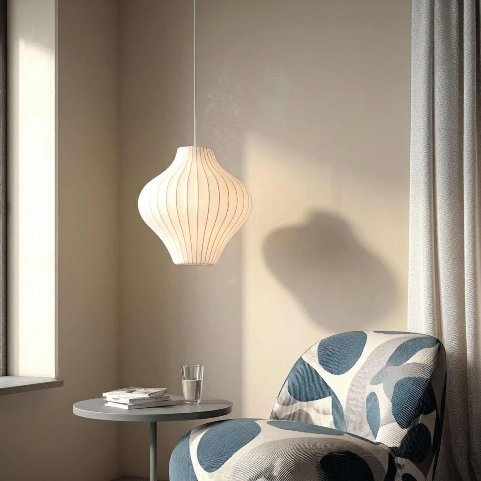 Cocoon Hängelampe Weiß Rund, Skandinavische Pendelleuchte mit Warmem Licht