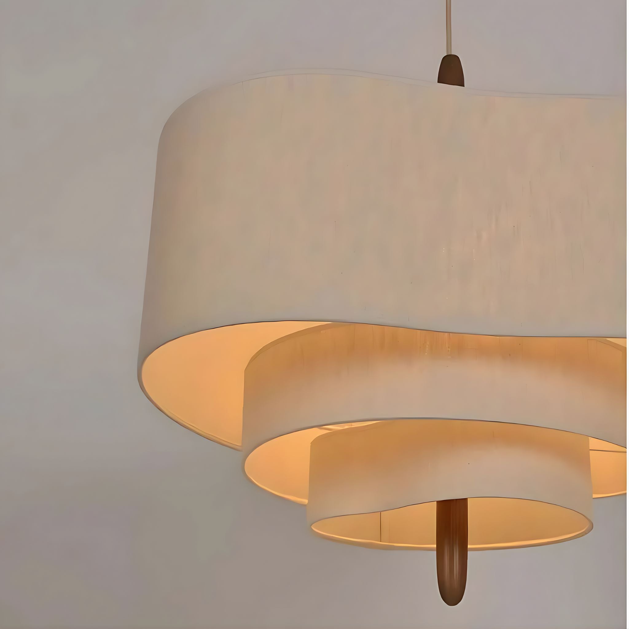 Stoff Pendelleuchte rund beige, Hängeleuchte Stoff modern