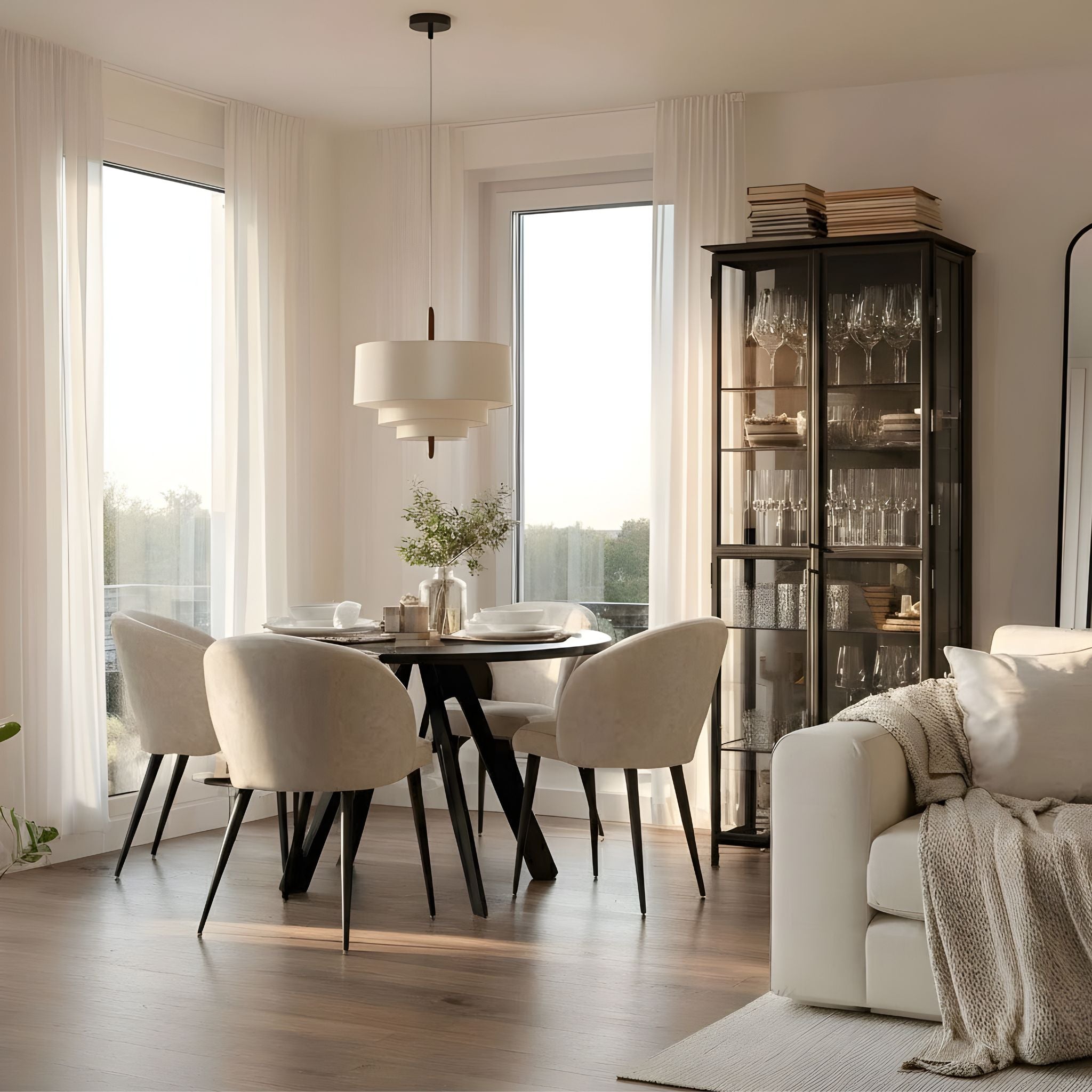 Stoff Pendelleuchte rund beige, Hängeleuchte Stoff modern