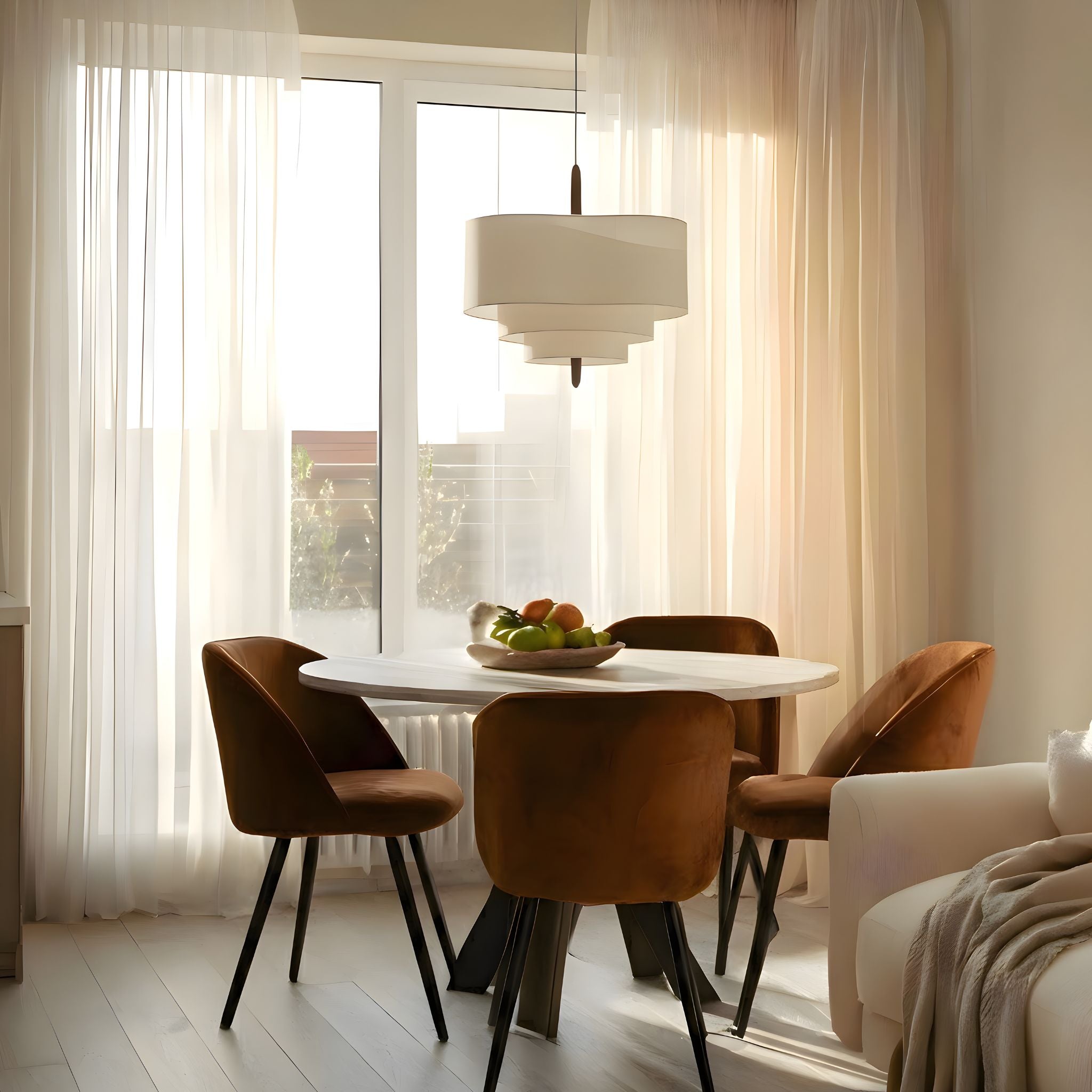 Stoff Pendelleuchte rund beige, Hängeleuchte Stoff modern