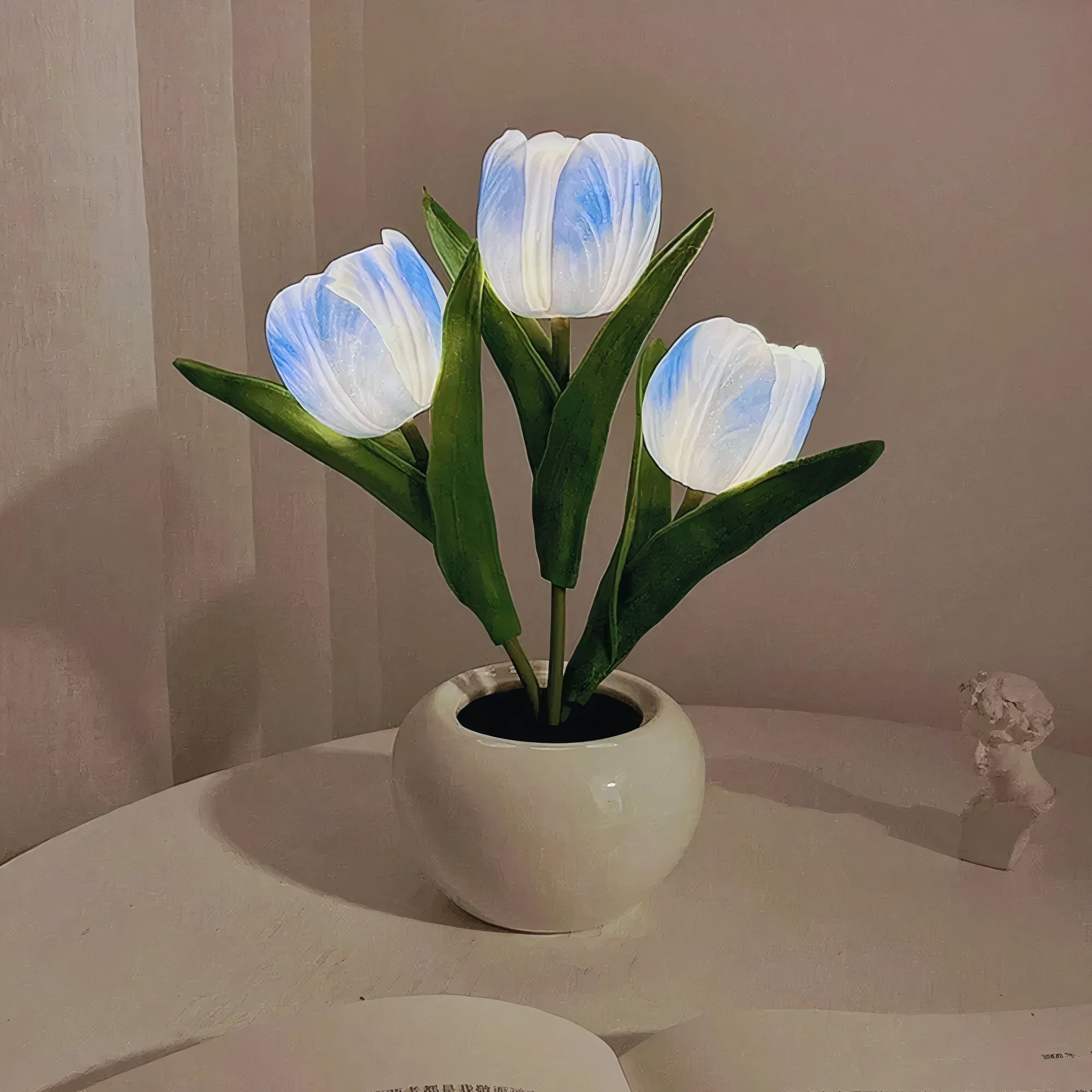 Tulpen Nachtlicht LED, Blumen Tischlampe kabellos
